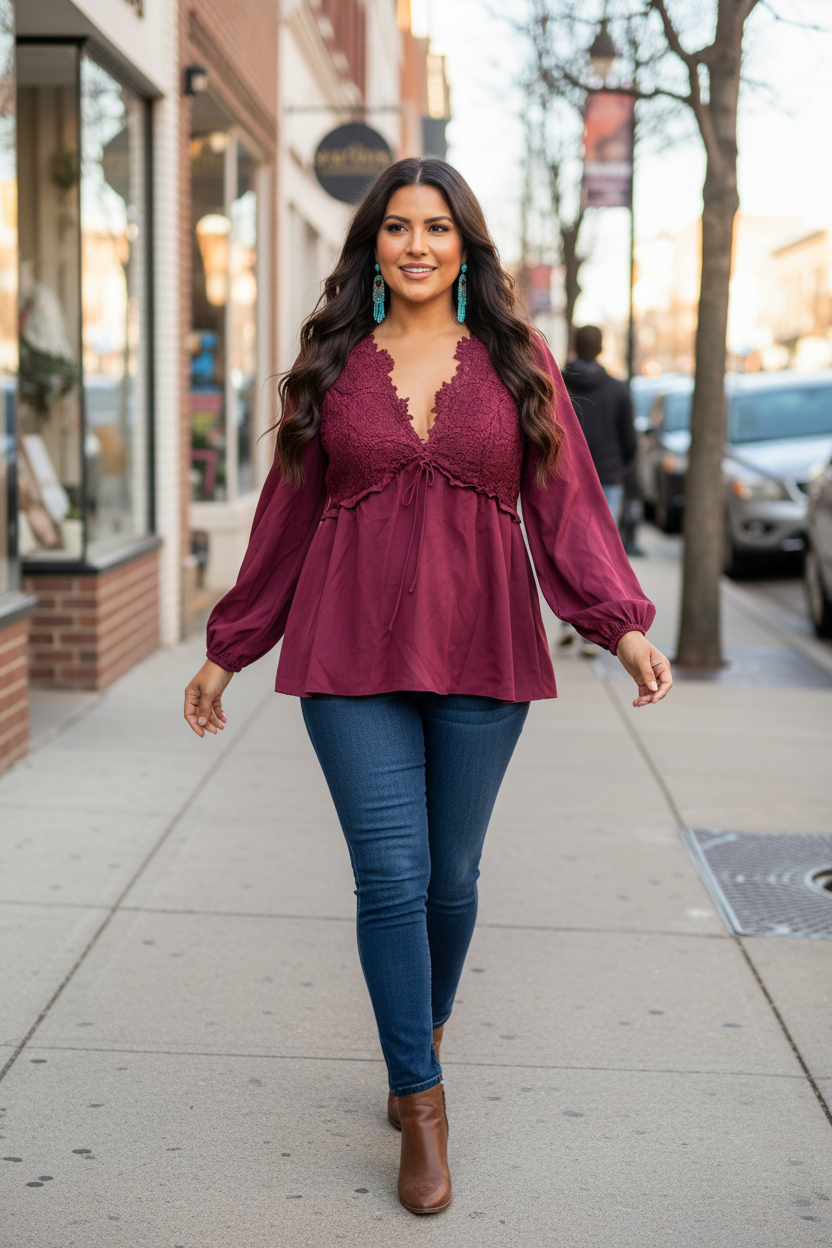 Berry Lace Blouse — Downtown Walk