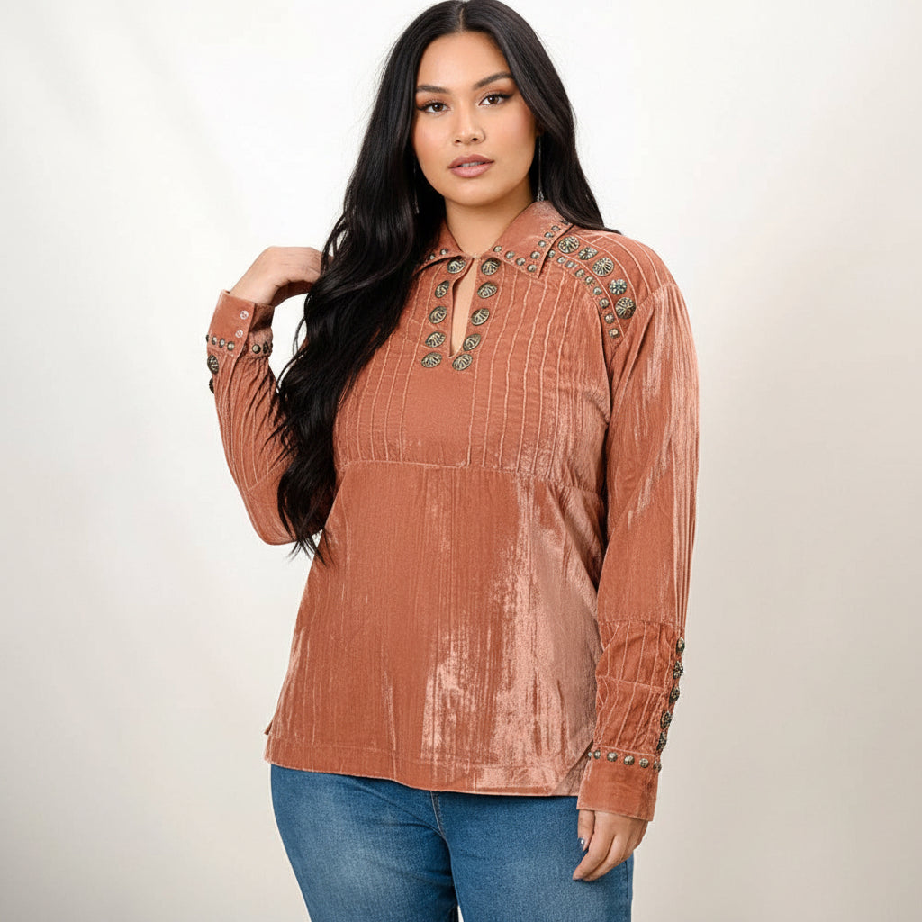 Desert Dusk Velvet Concho Top