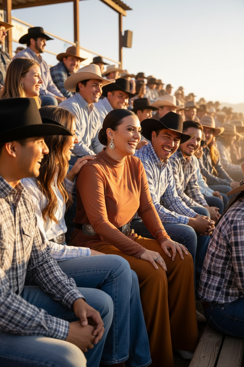Model Sitting in Rodeo Crowd