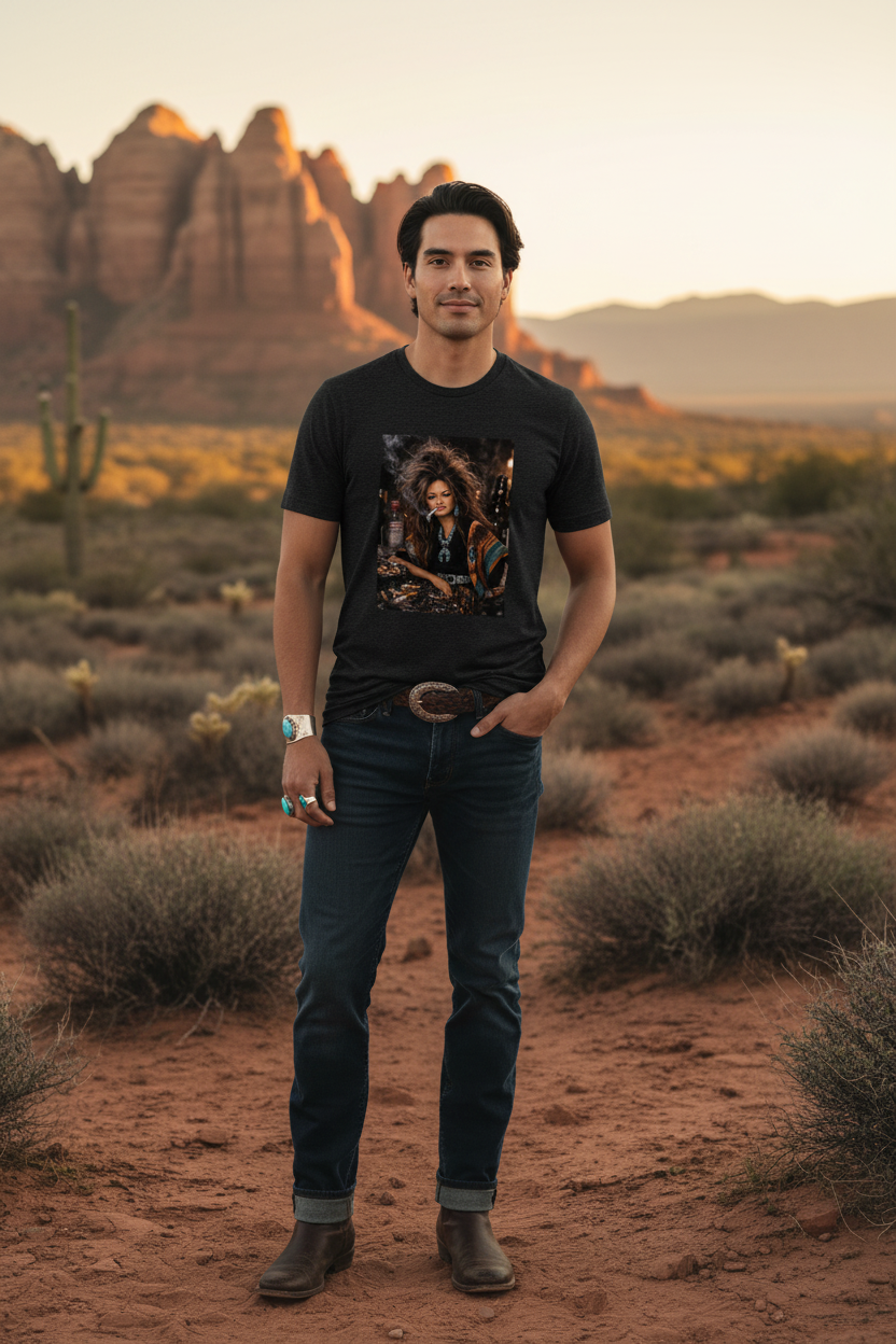 Native American Male — Charcoal-Black Tri-Blend Tee