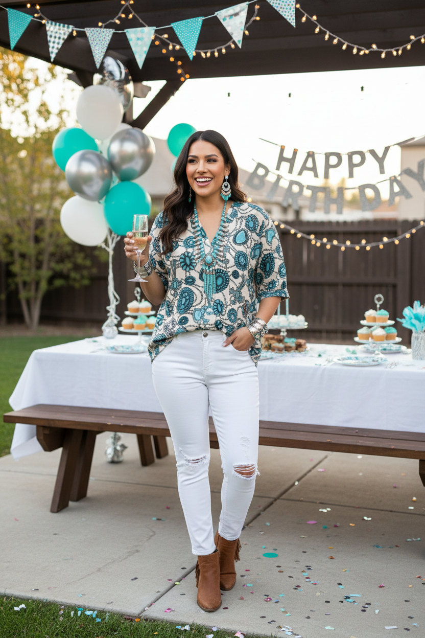 Native American Model at Birthday Party