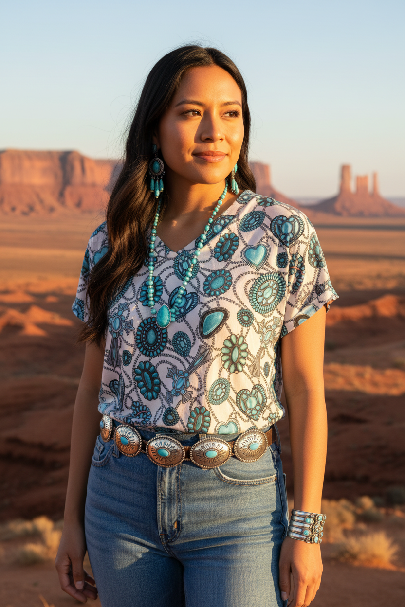 Native American Model in Southwestern Top