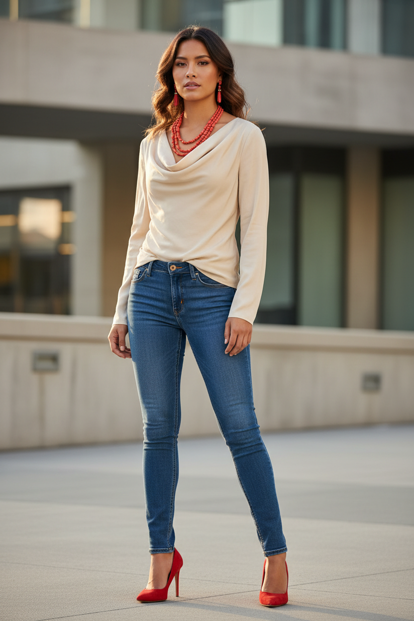 Desert Sand Cowl Neck Blouse
