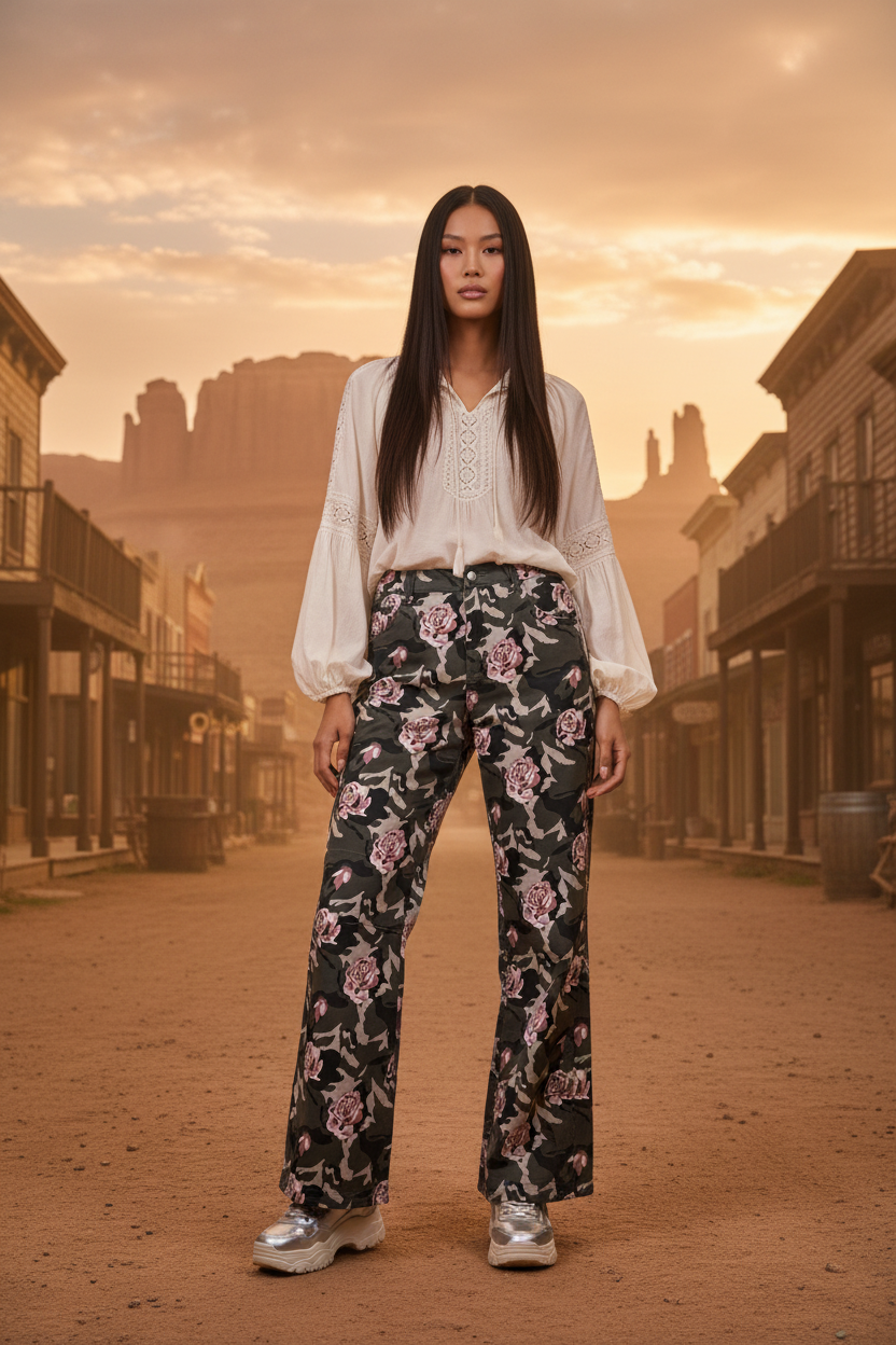 New Native American Model - Covered Abdomen Western Background