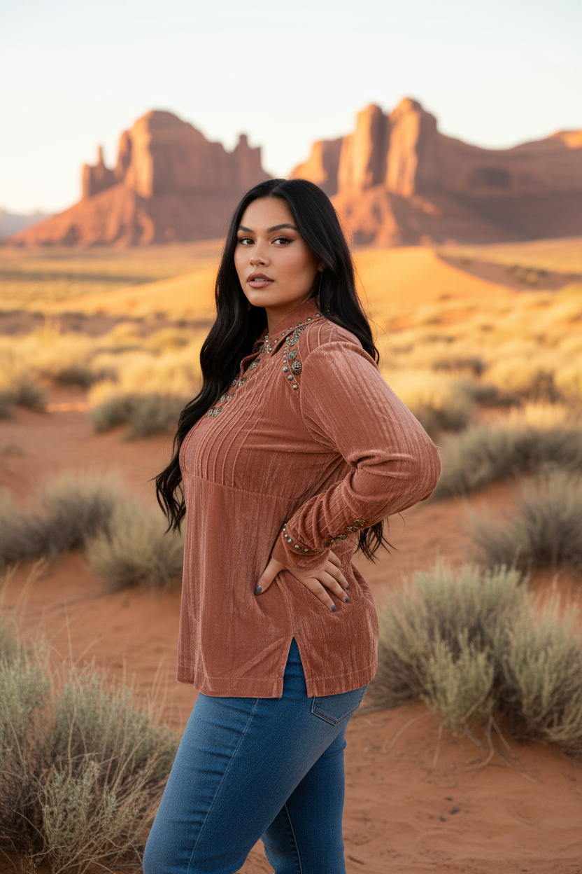 Open Range Velvet Top – Southwest Desert