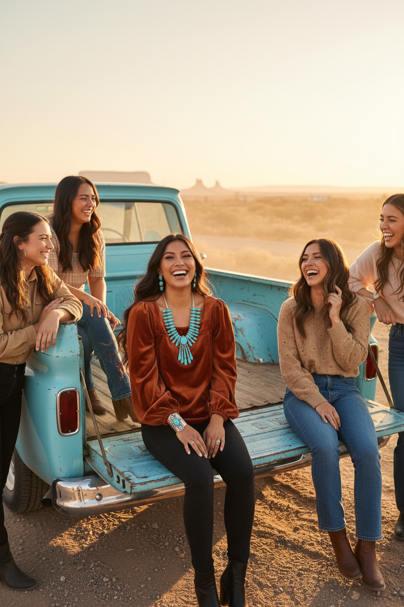 Rust Blouse — Chevy Tailgate with Friends