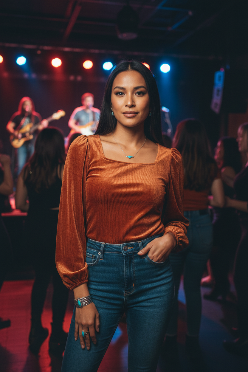 Rust Blouse — Native American Model Nightclub