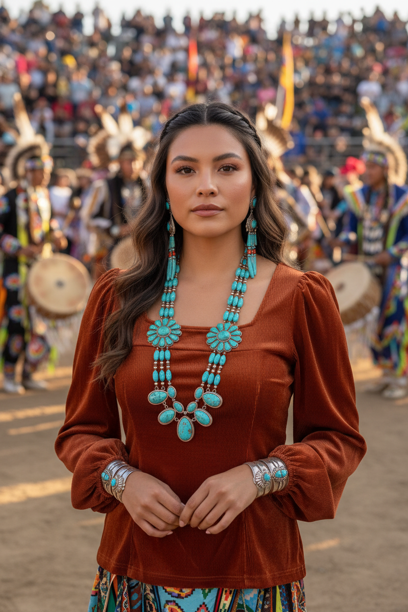 Rust Velvet Blouse — Powwow
